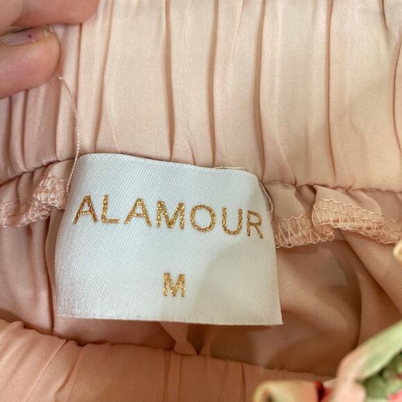 ALAMOUR Shailee Flare Skirt Set Rose Floral Pink Size Medium Romantic Girly - Picture 11 of 14
